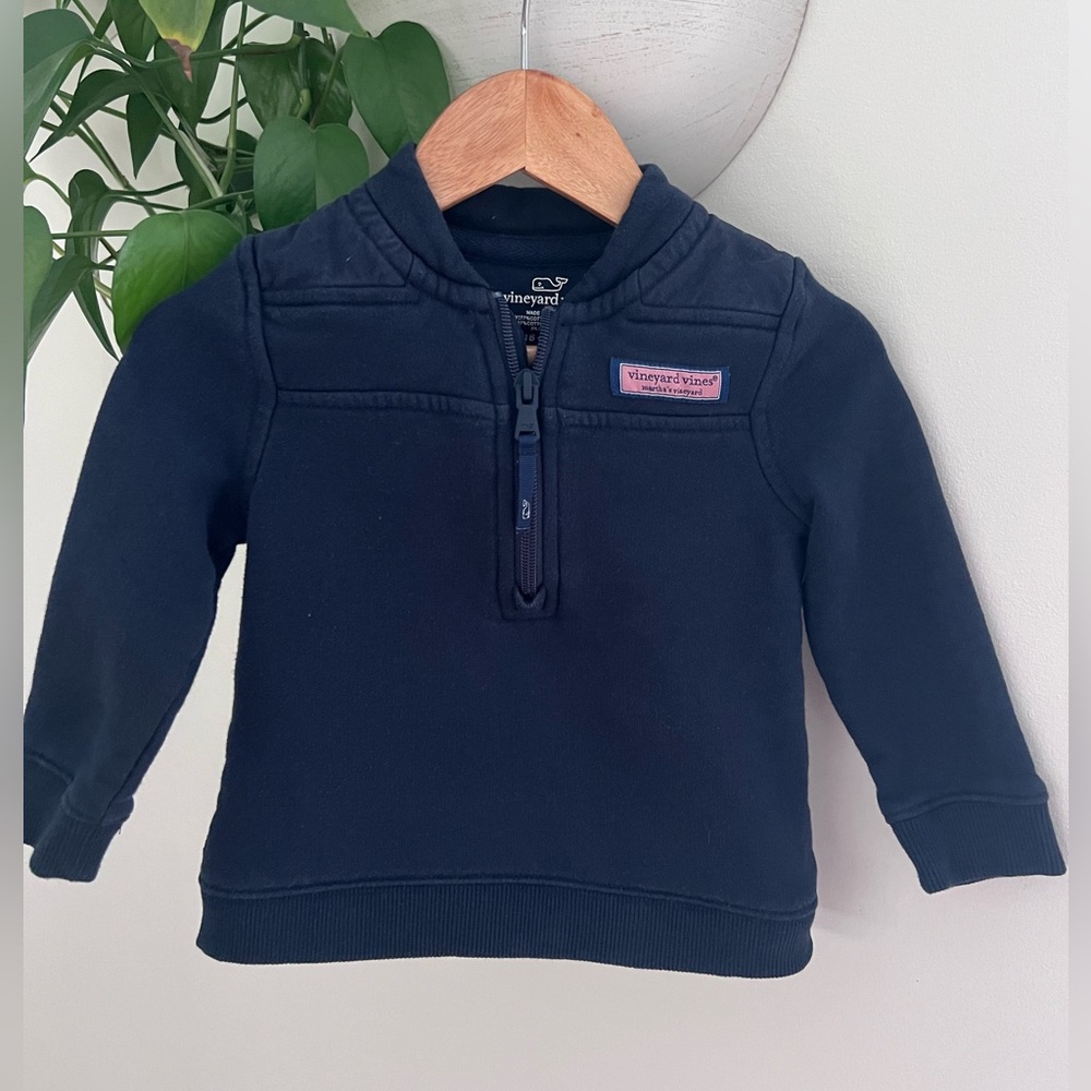 Vineyard Vines Navy Infant Shep Shirt Pullover Quarter Zip Size 18-24 months